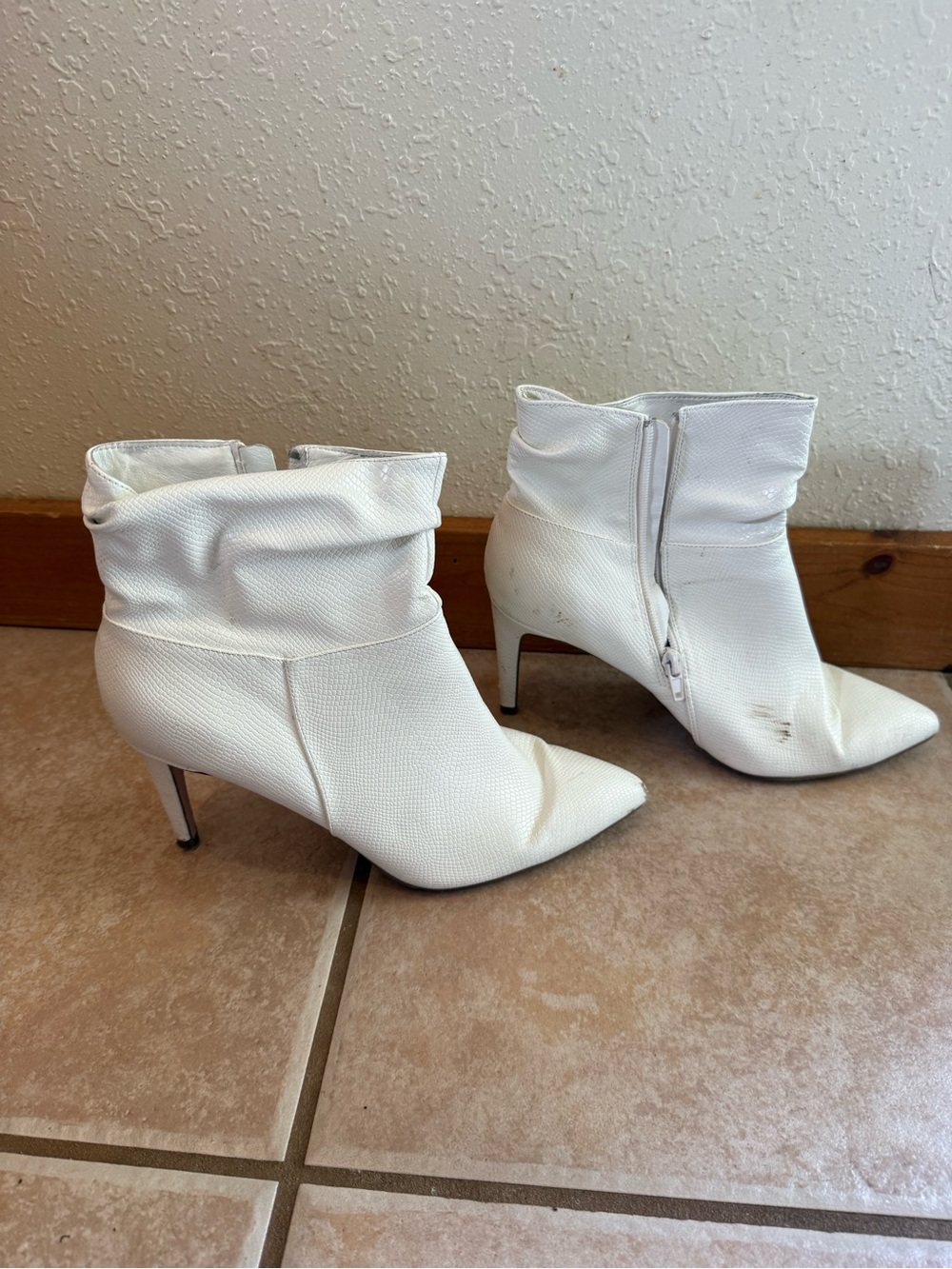 XOXO White Pointed Stiletto Ankle Booties